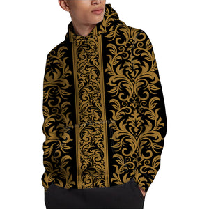 Ornamental Western Damask Print Pullover Hoodie