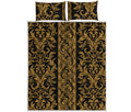 Ornamental Western Damask Print Quilt Bed Set
