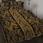 Ornamental Western Damask Print Quilt Bed Set