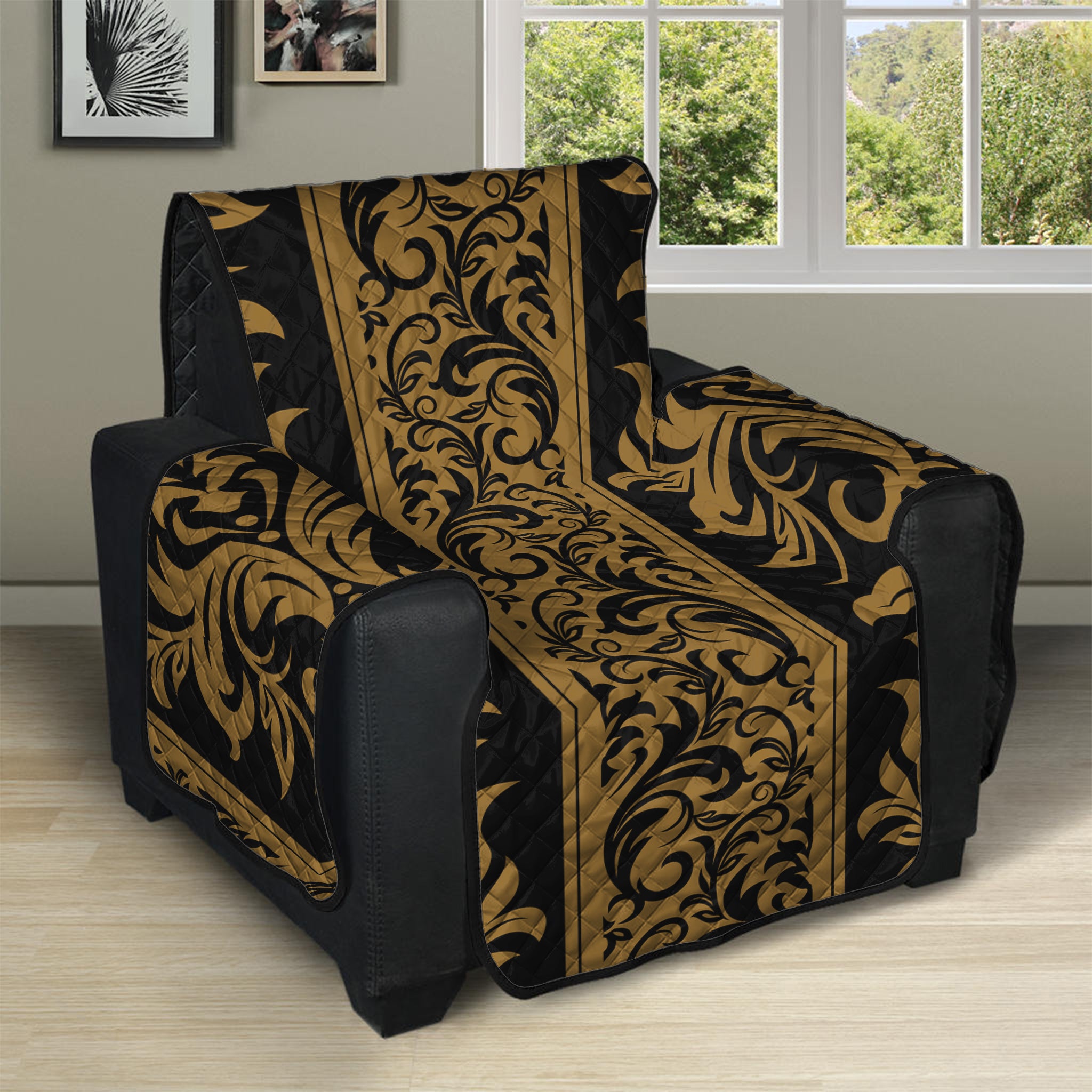 Ornamental Western Damask Print Recliner Protector