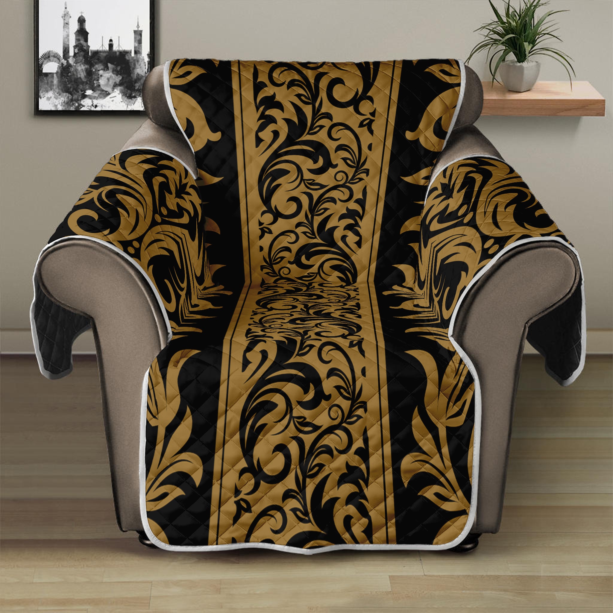 Ornamental Western Damask Print Recliner Protector