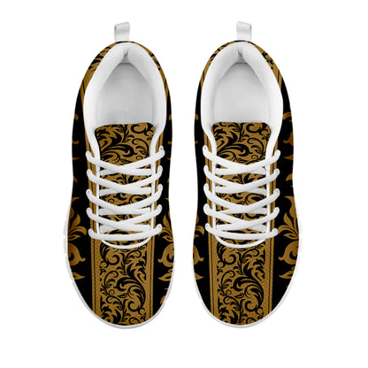 Ornamental Western Damask Print White Sneakers