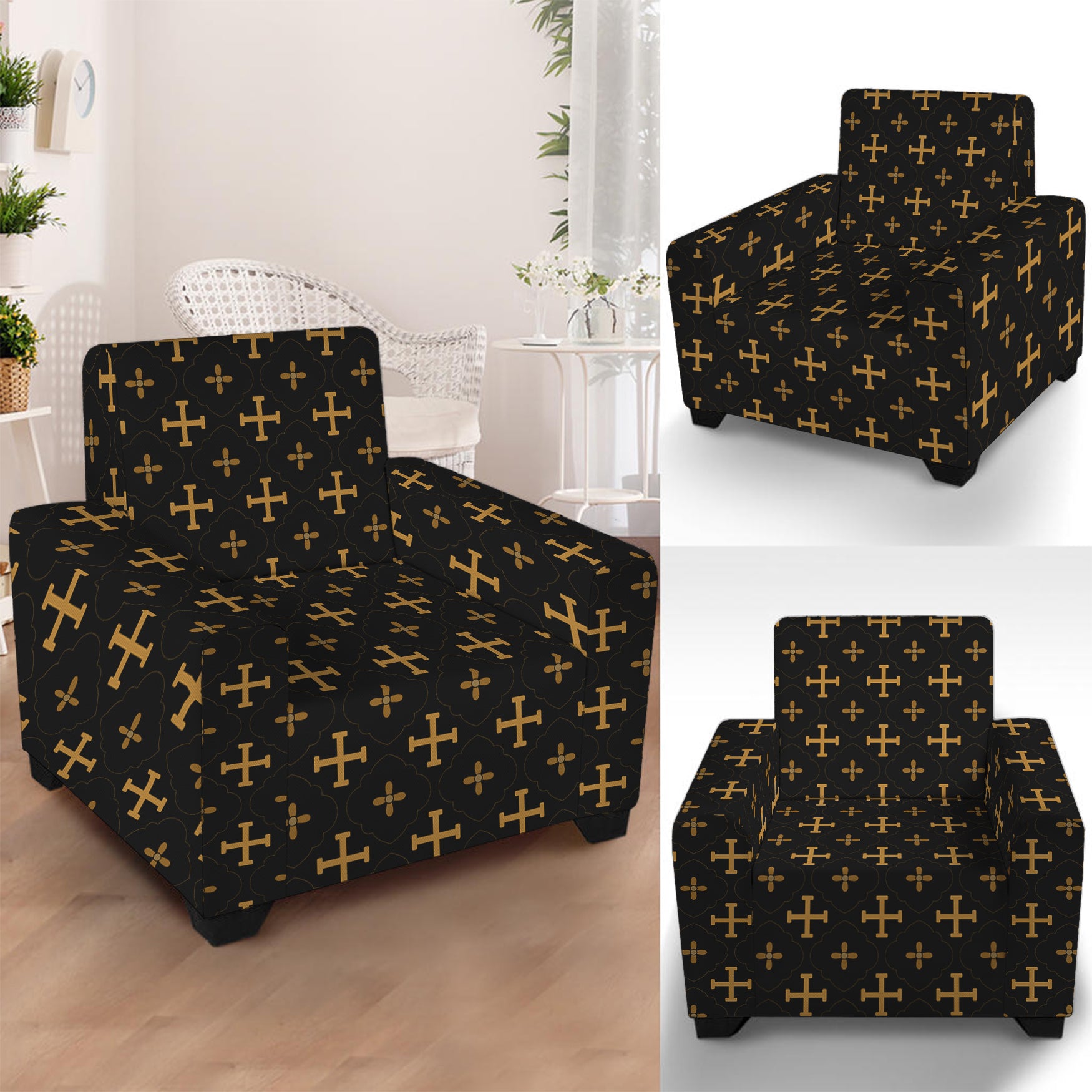 Orthodox Christian Pattern Print Armchair Slipcover