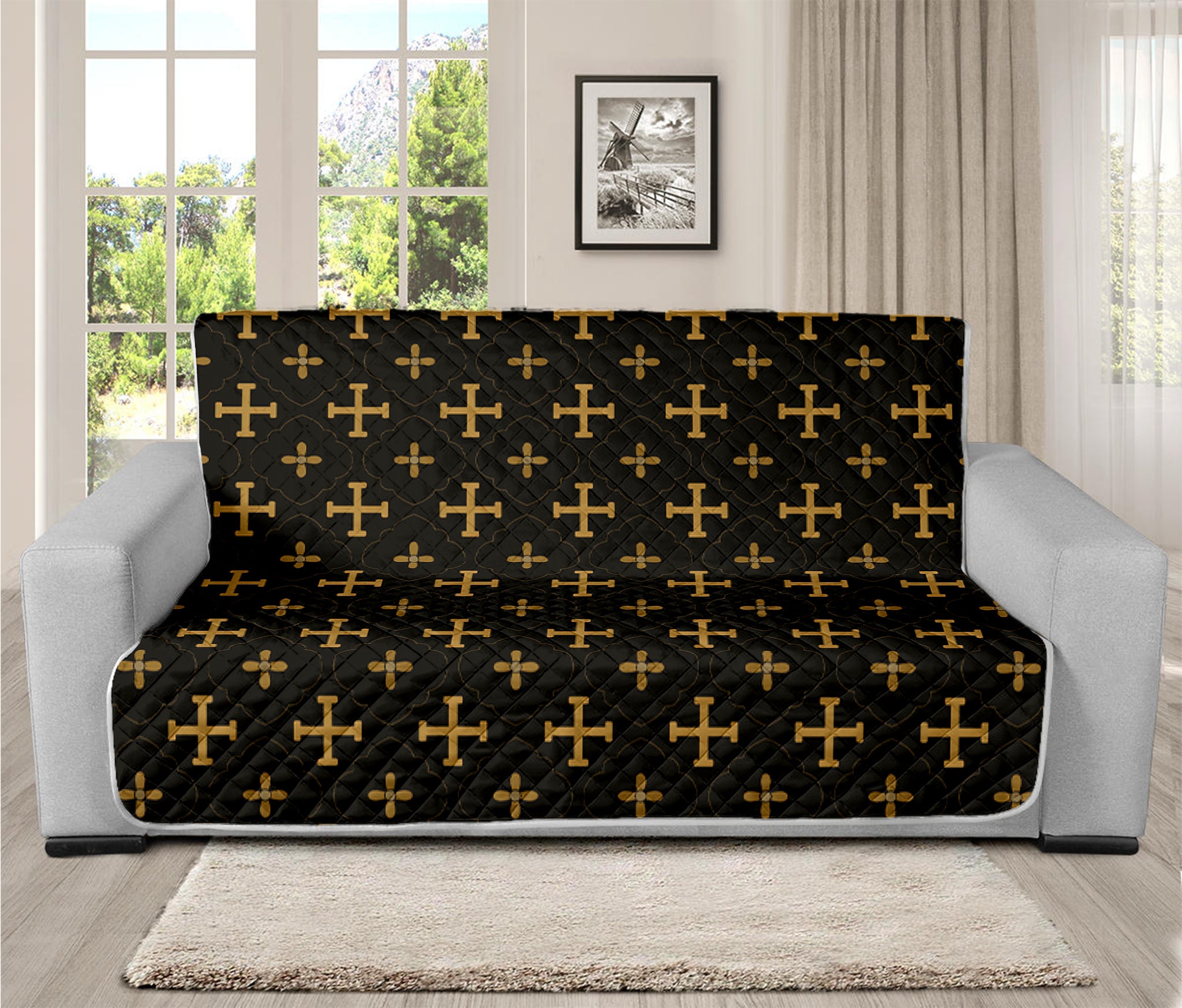 Orthodox Christian Pattern Print Futon Protector