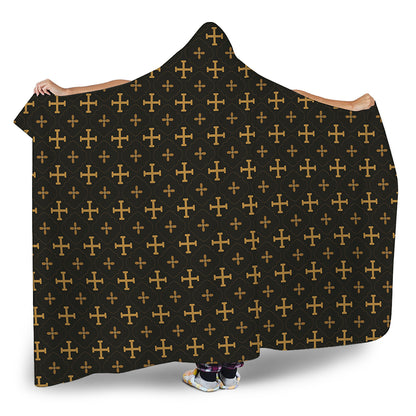 Orthodox Christian Pattern Print Hooded Blanket