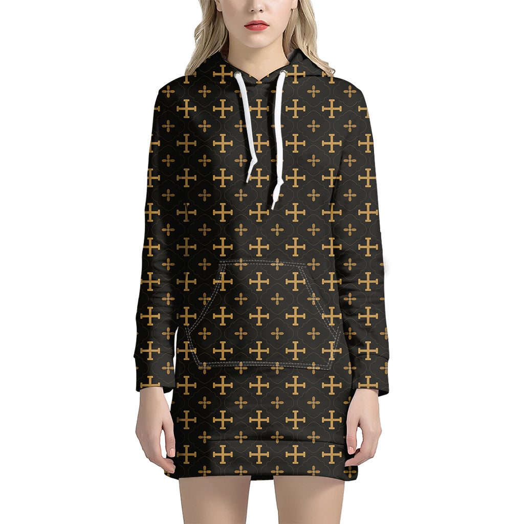 Orthodox Christian Pattern Print Hoodie Dress