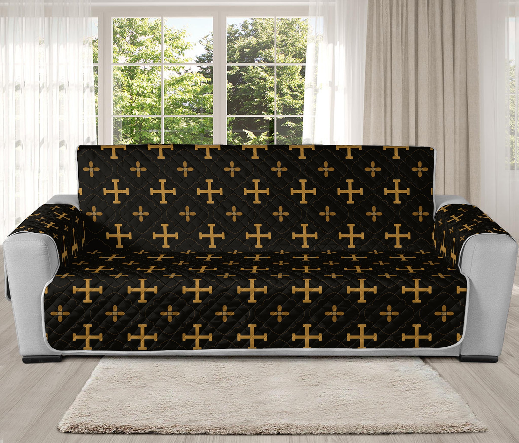 Orthodox Christian Pattern Print Oversized Sofa Protector