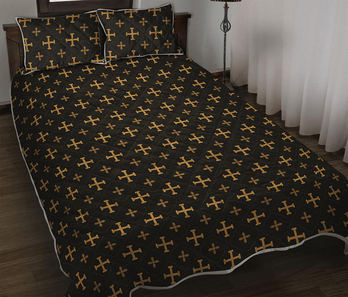 Orthodox Christian Pattern Print Quilt Bed Set