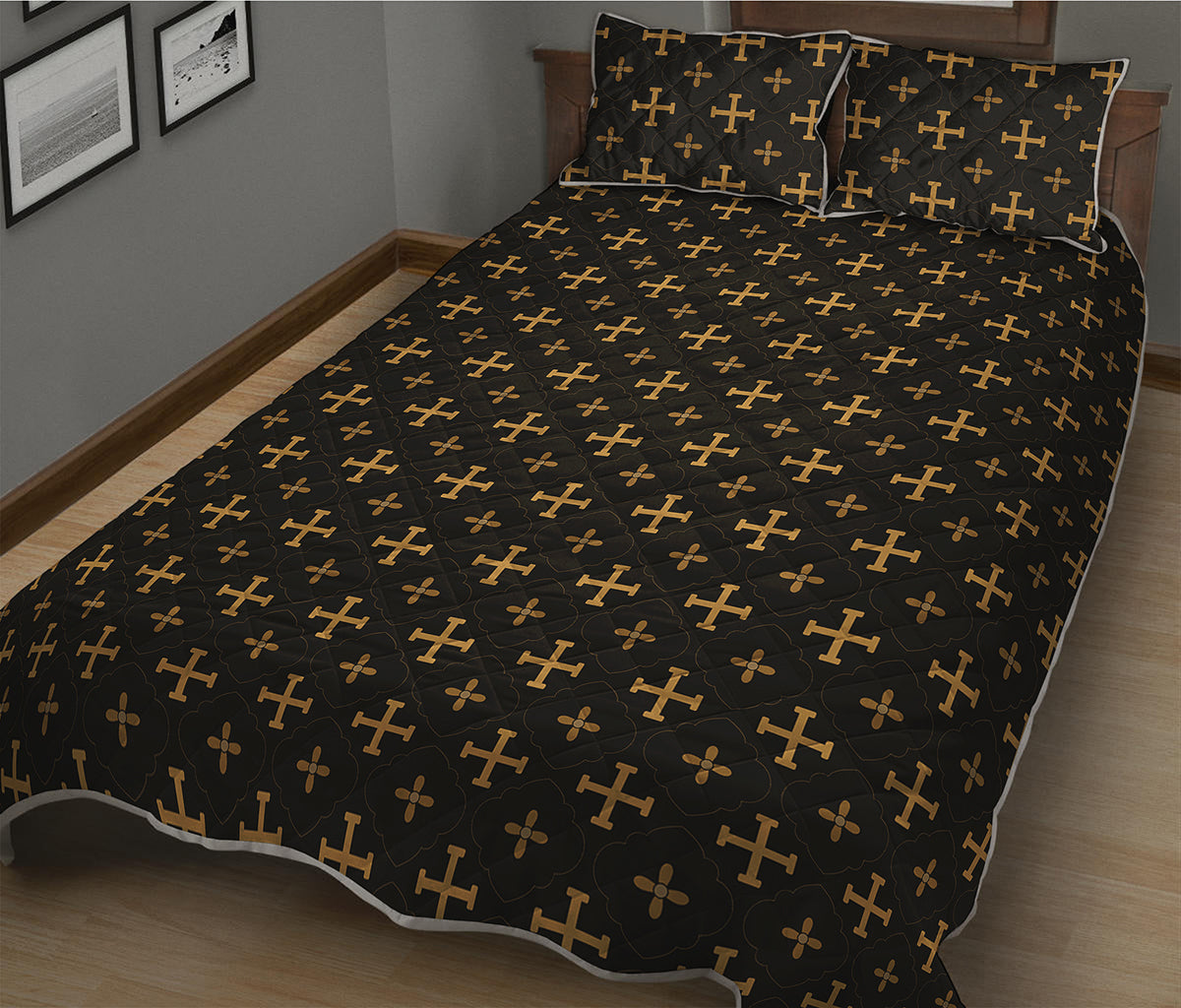Orthodox Christian Pattern Print Quilt Bed Set