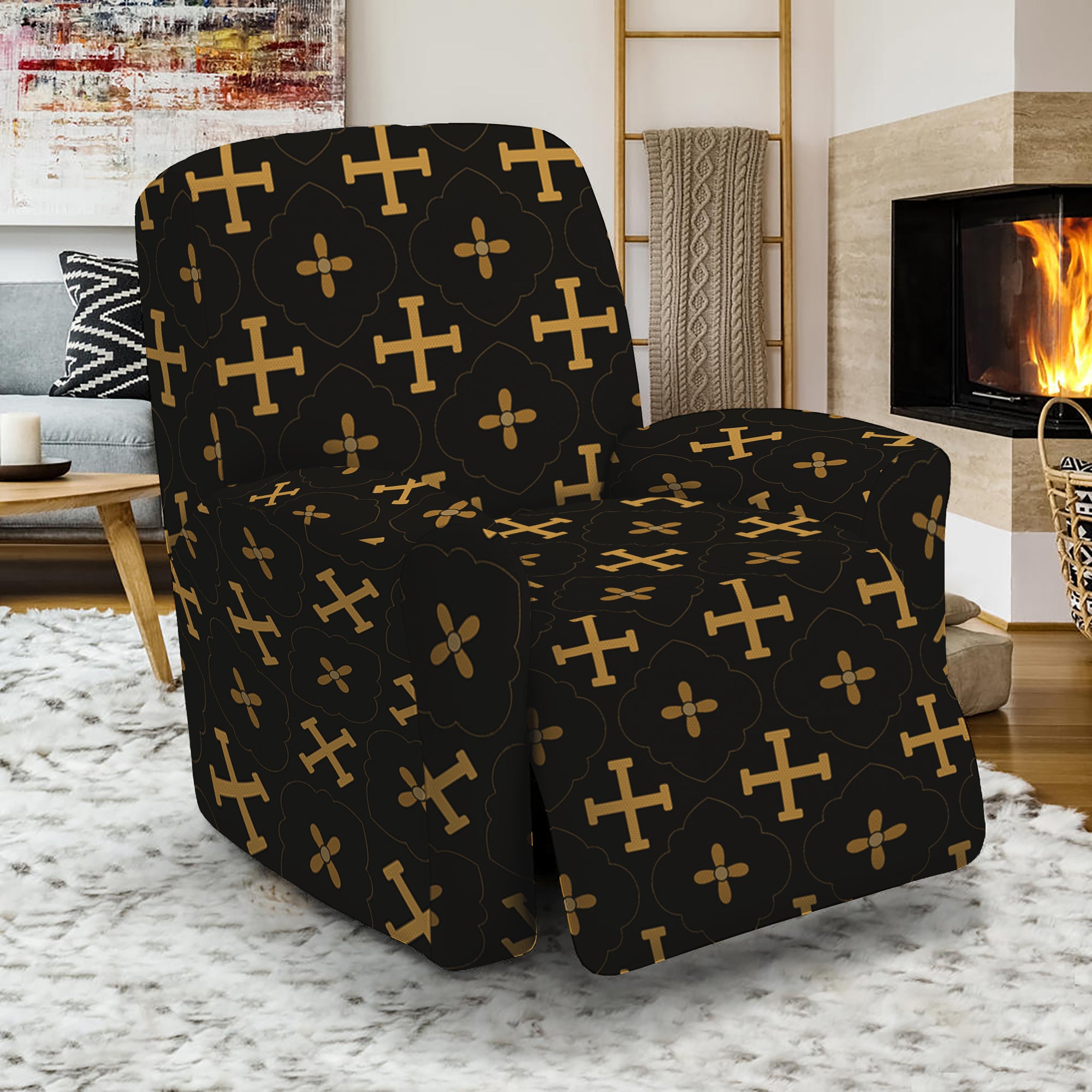 Orthodox Christian Pattern Print Recliner Slipcover