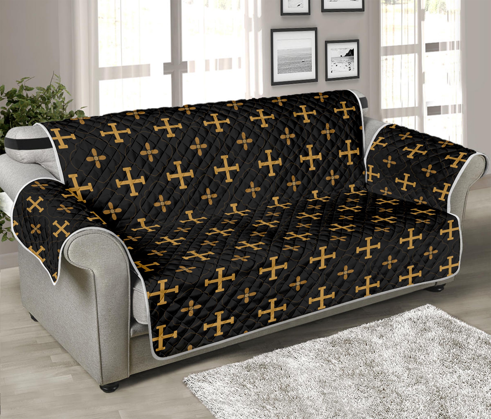 Orthodox Christian Pattern Print Sofa Protector