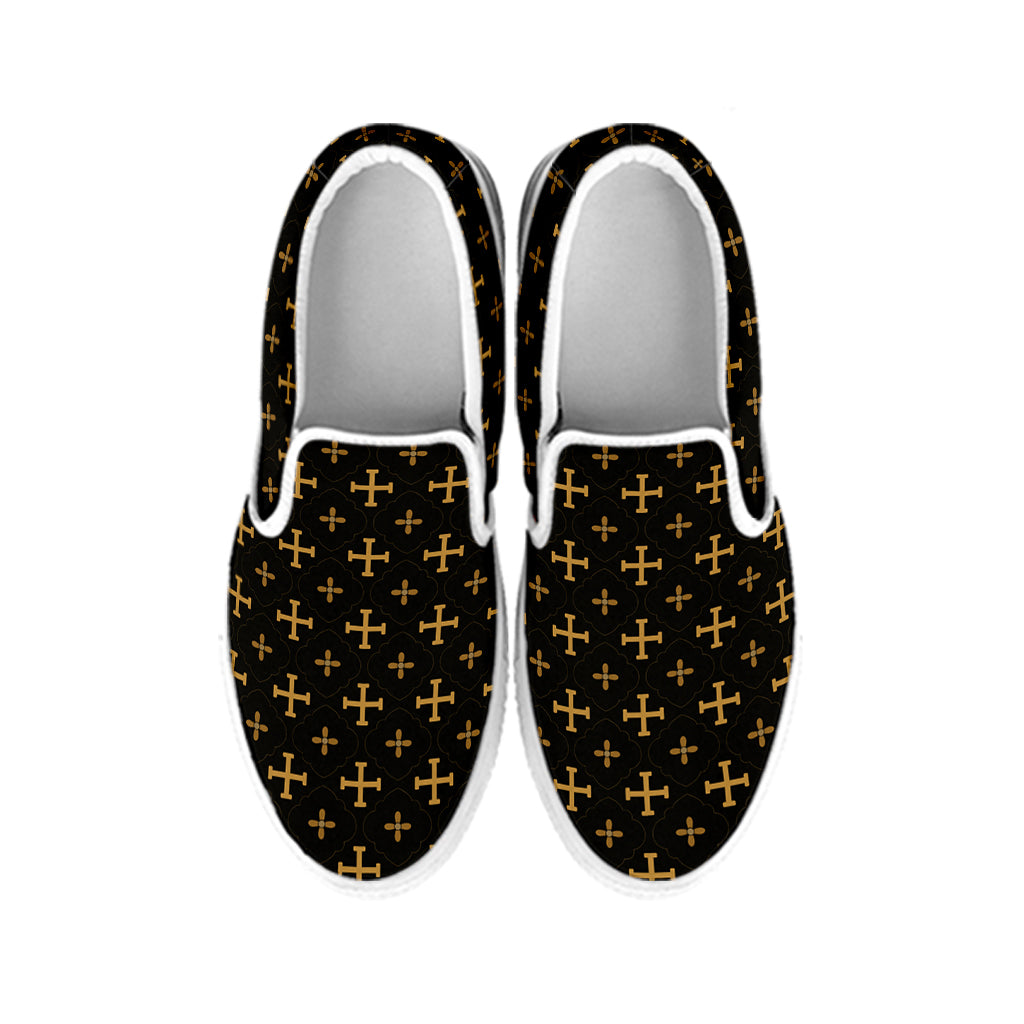 Orthodox Christian Pattern Print White Slip On Shoes