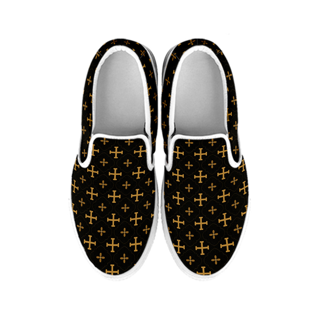 Orthodox Christian Pattern Print White Slip On Shoes