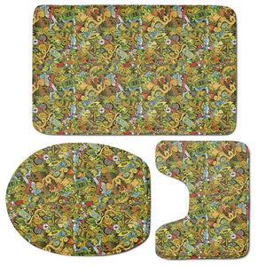 Outdoor Camping Pattern Print 3 Piece Bath Mat Set