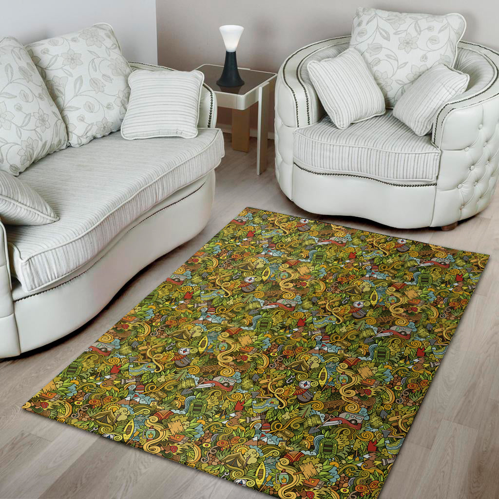 Outdoor Camping Pattern Print Area Rug