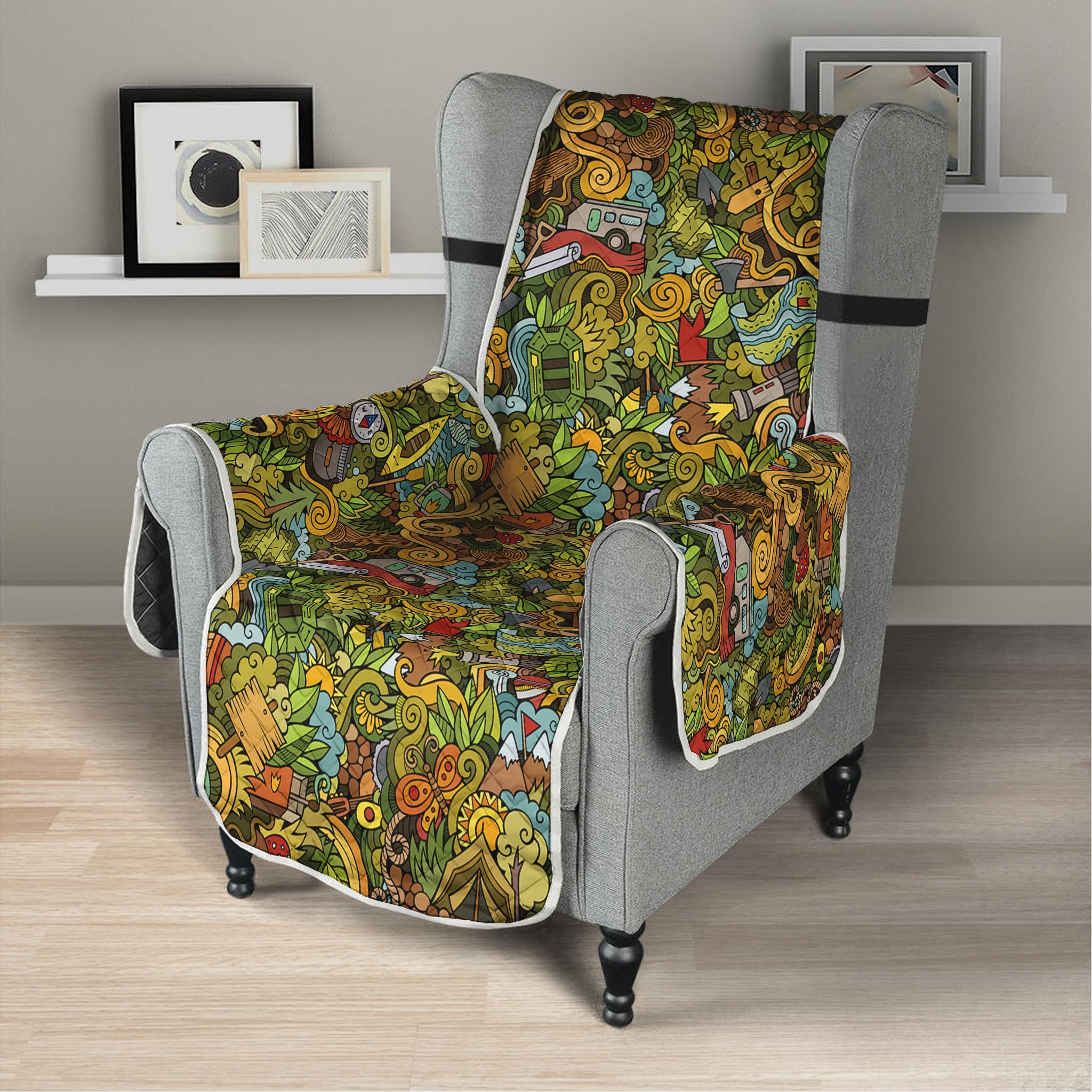 Outdoor Camping Pattern Print Armchair Protector