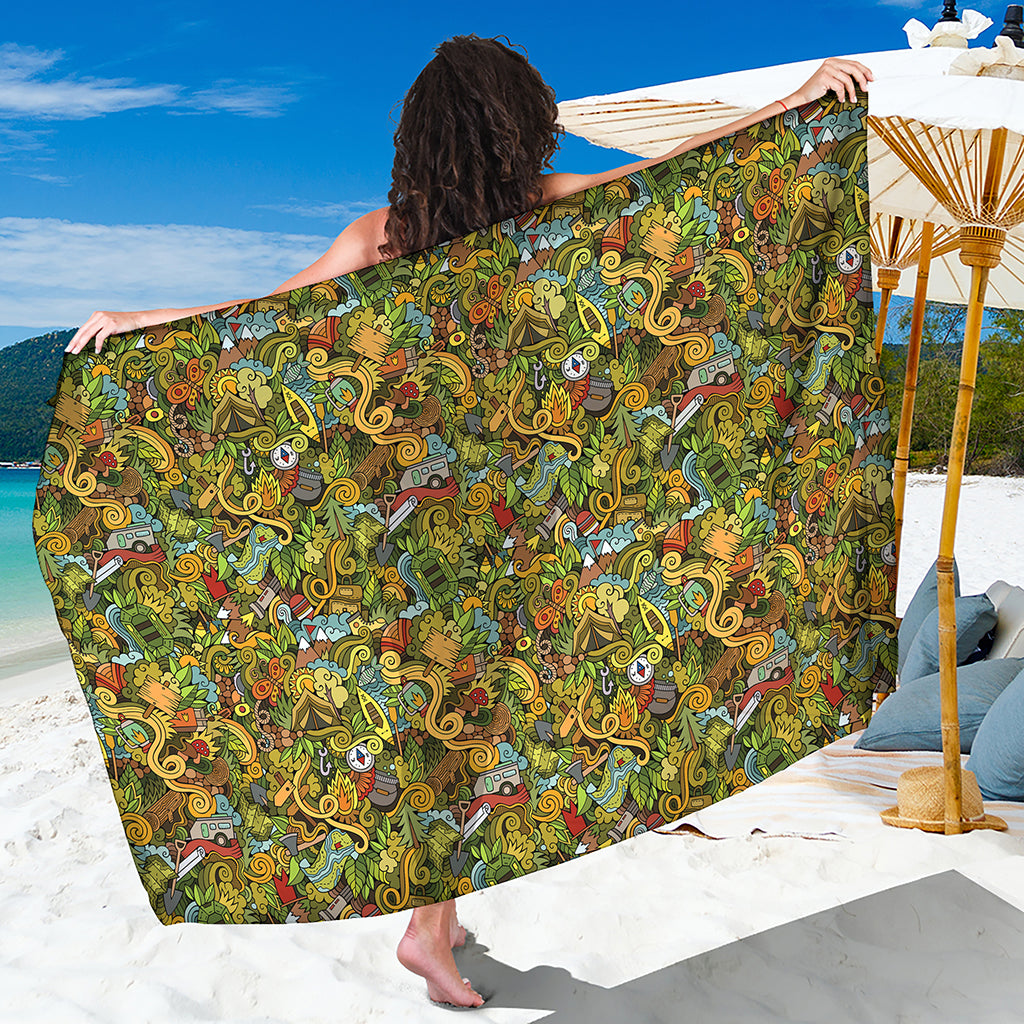 Outdoor Camping Pattern Print Beach Sarong Wrap