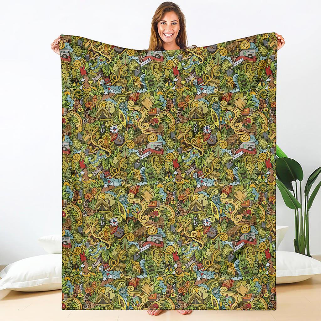 Outdoor Camping Pattern Print Blanket