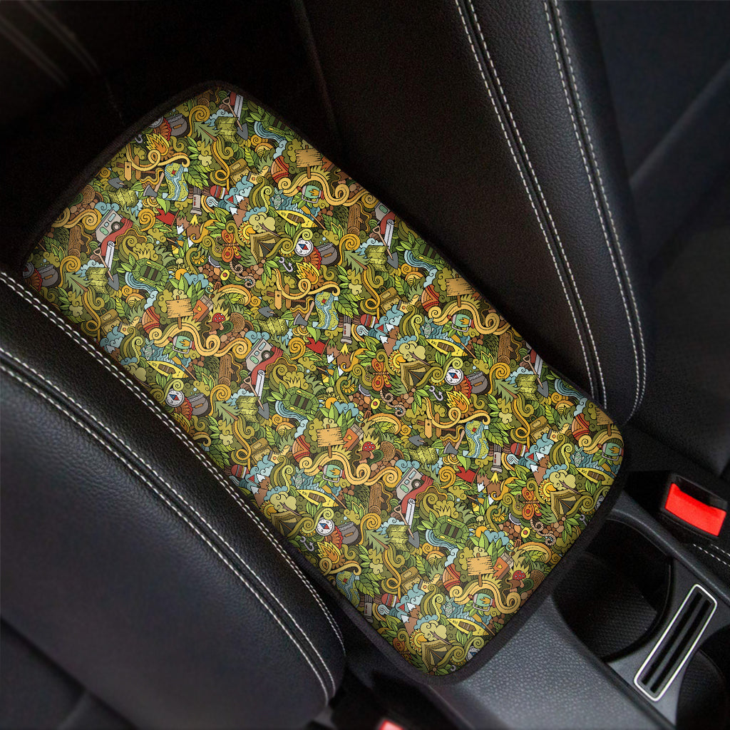 Outdoor Camping Pattern Print Car Center Console Cover