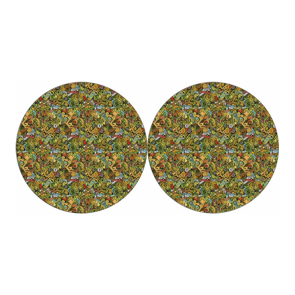 Outdoor Camping Pattern Print Car Coasters