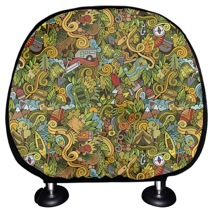 Outdoor Camping Pattern Print Car Headrest Covers