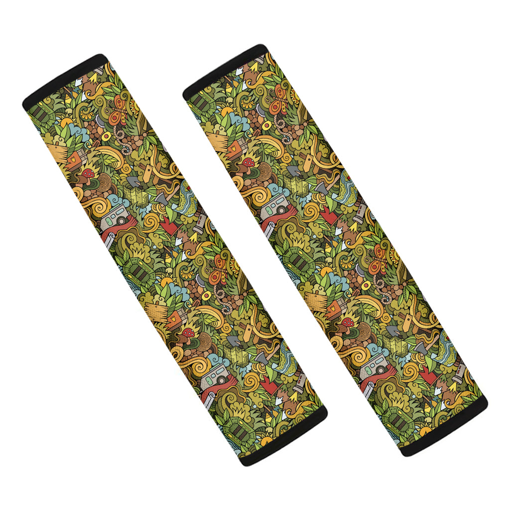 Outdoor Camping Pattern Print Car Seat Belt Covers