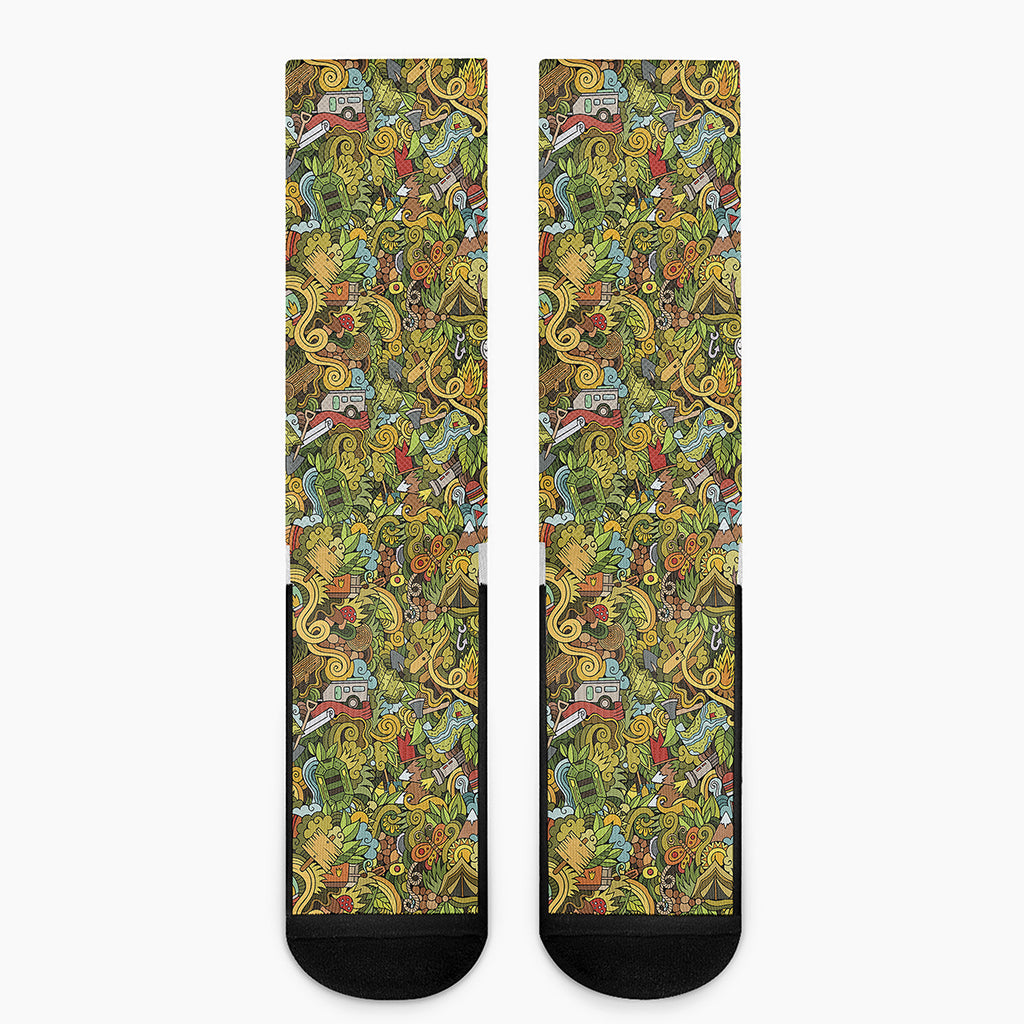 Outdoor Camping Pattern Print Crew Socks