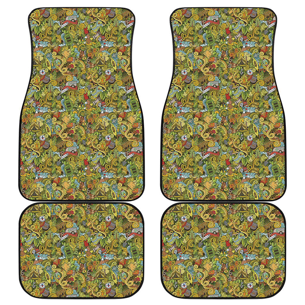 Outdoor Camping Pattern Print Front and Back Car Floor Mats