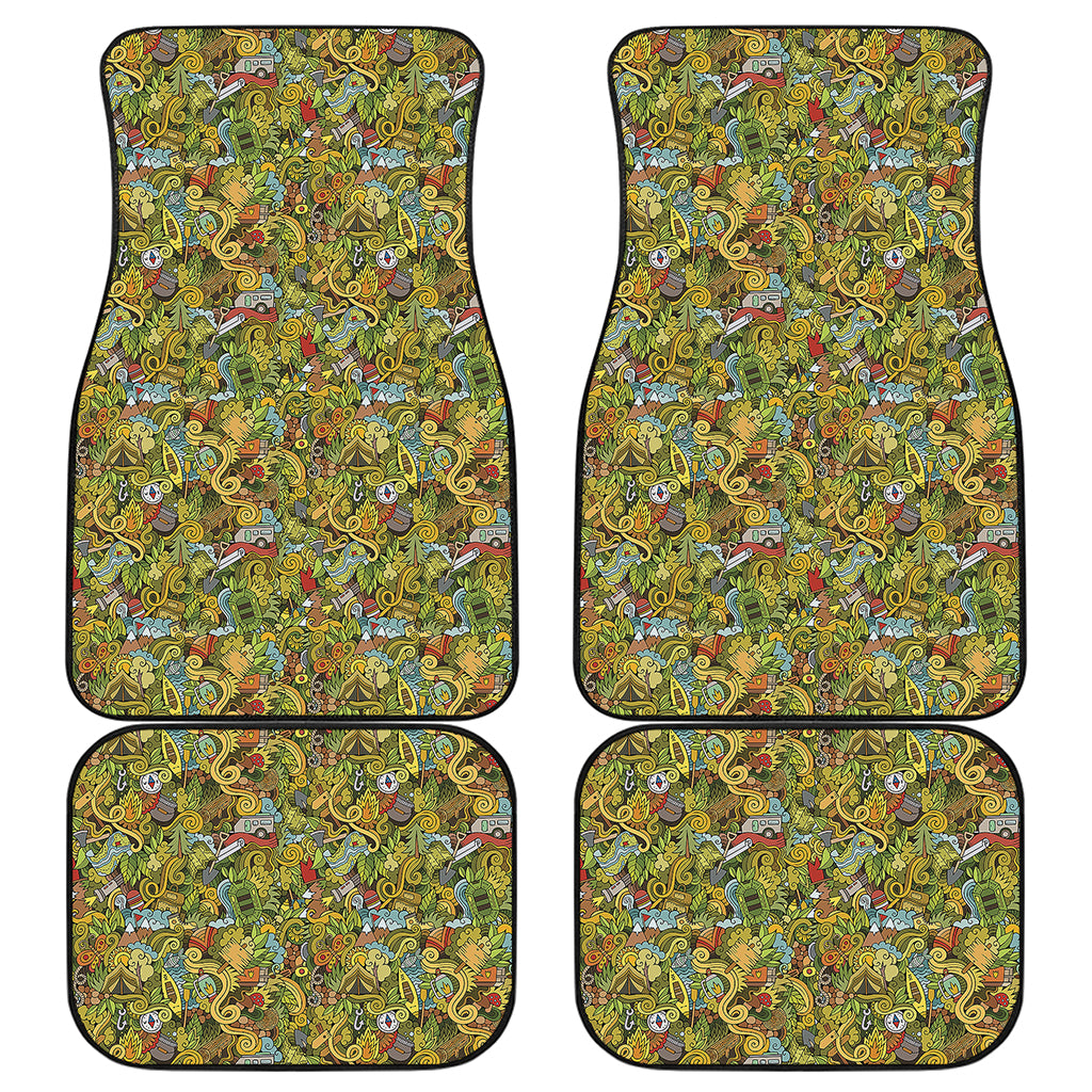 Outdoor Camping Pattern Print Front and Back Car Floor Mats