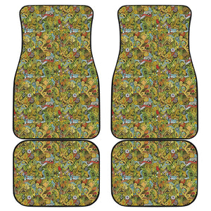 Outdoor Camping Pattern Print Front and Back Car Floor Mats