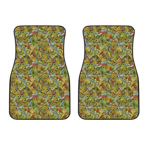 Outdoor Camping Pattern Print Front Car Floor Mats