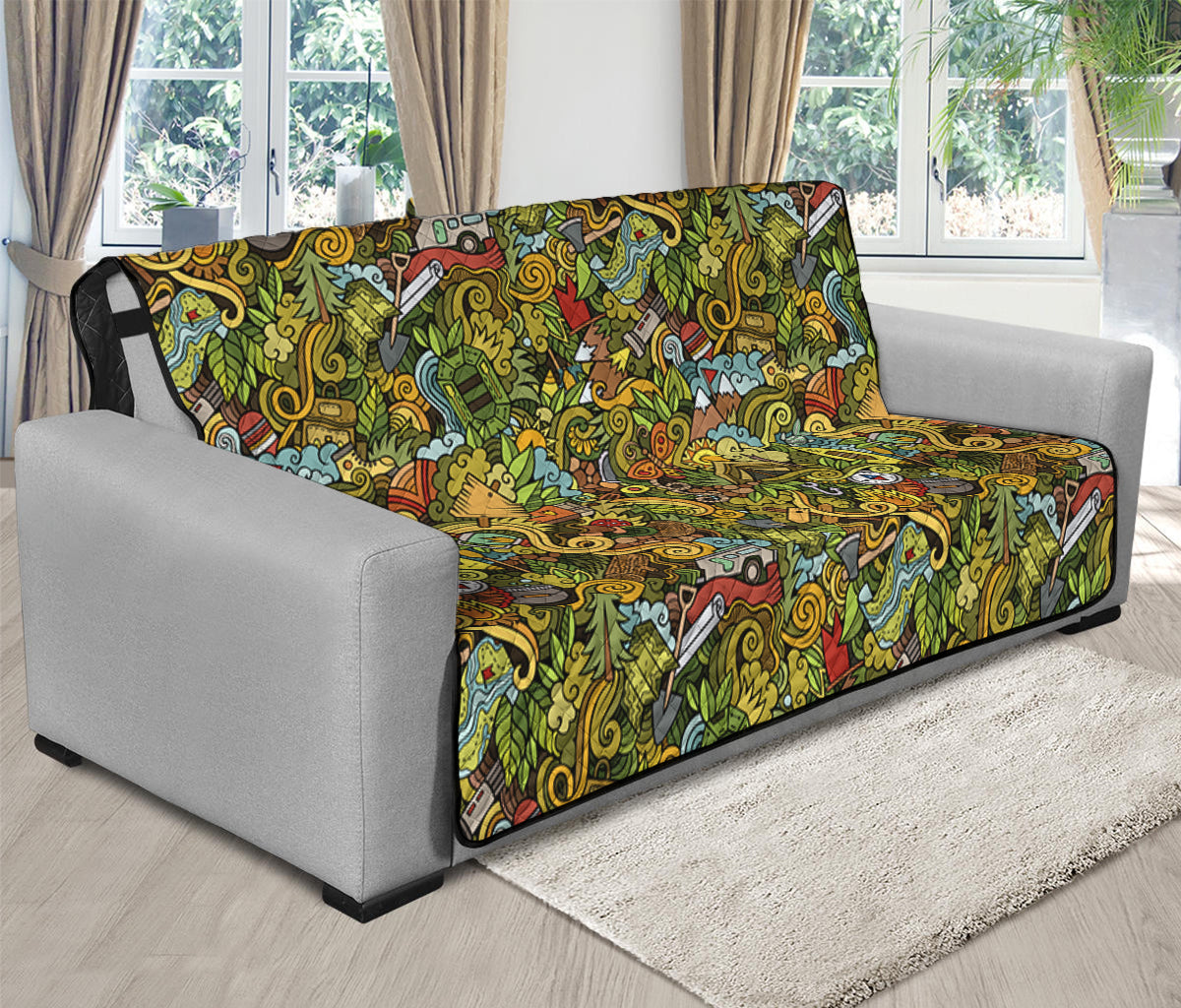 Outdoor Camping Pattern Print Futon Protector