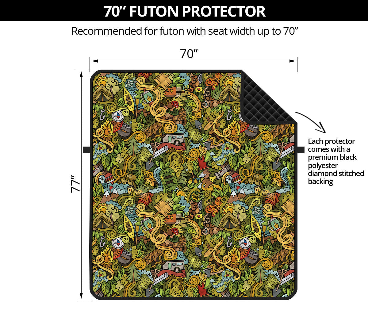 Outdoor Camping Pattern Print Futon Protector