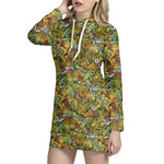 Outdoor Camping Pattern Print Hoodie Dress