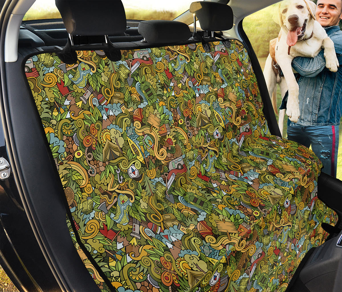 Outdoor Camping Pattern Print Pet Car Back Seat Cover