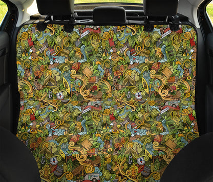 Outdoor Camping Pattern Print Pet Car Back Seat Cover