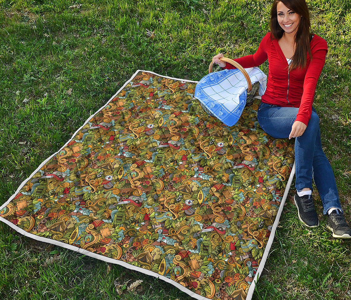 Outdoor Camping Pattern Print Quilt