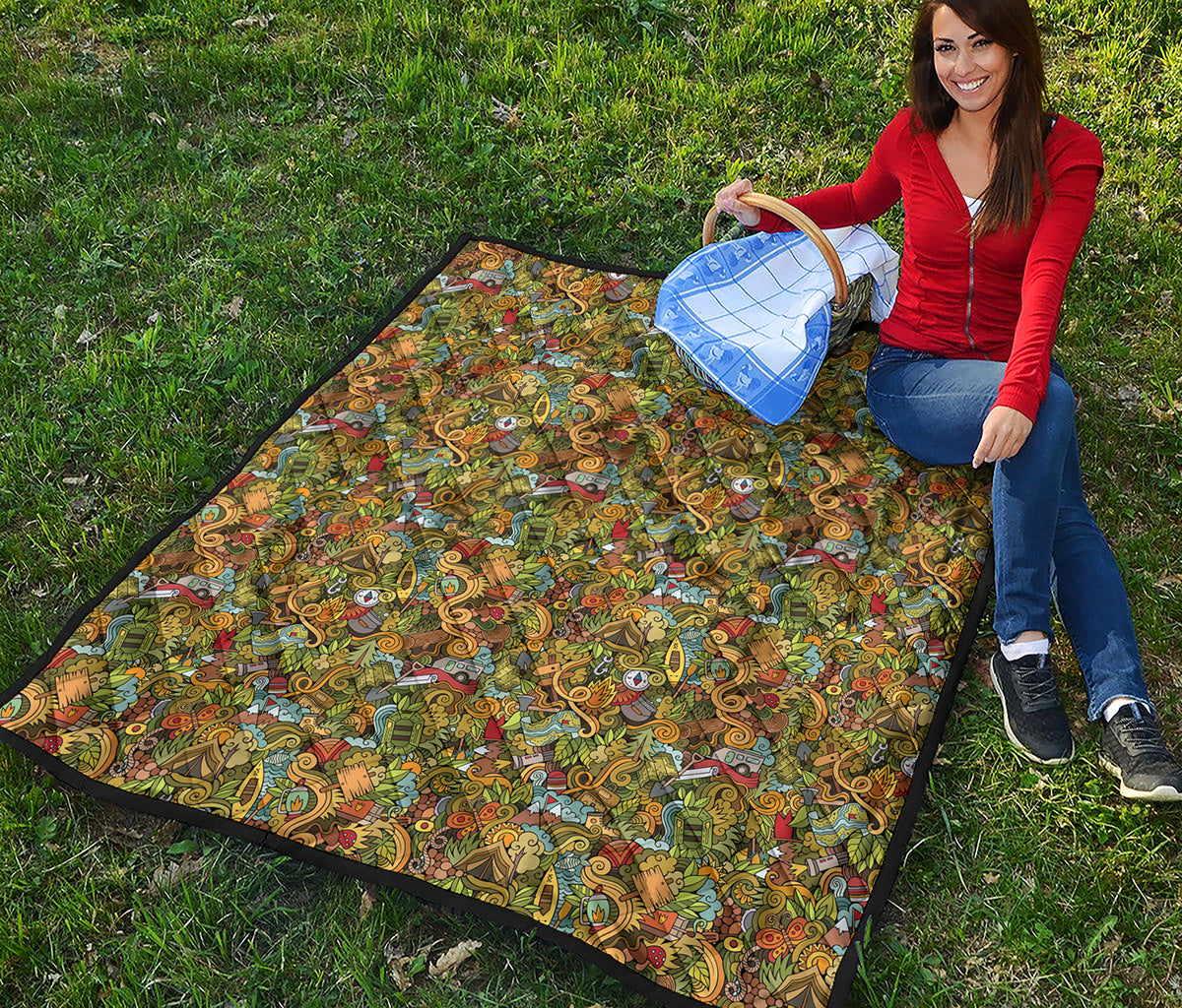 Outdoor Camping Pattern Print Quilt