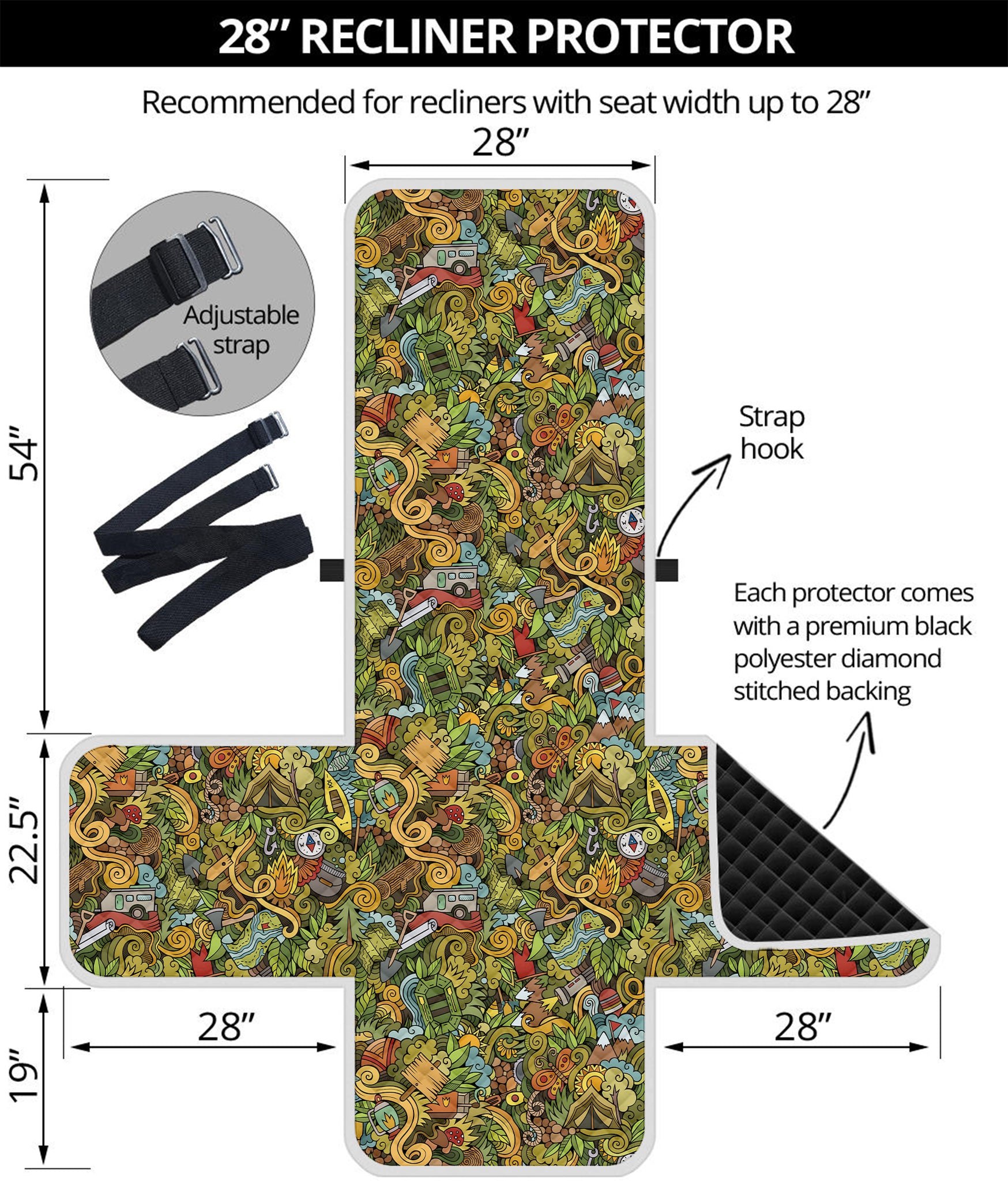 Outdoor Camping Pattern Print Recliner Protector