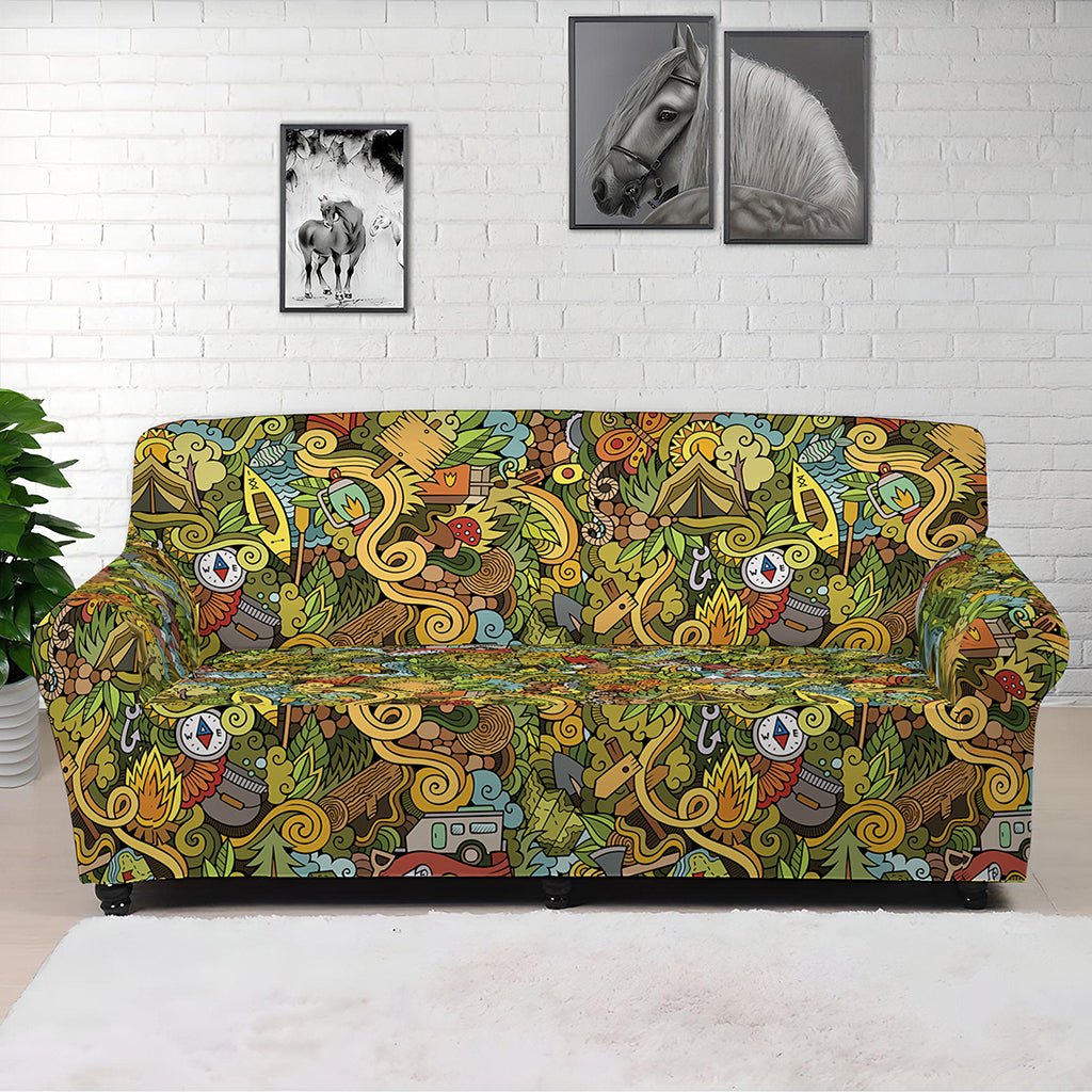 Outdoor Camping Pattern Print Sofa Cover