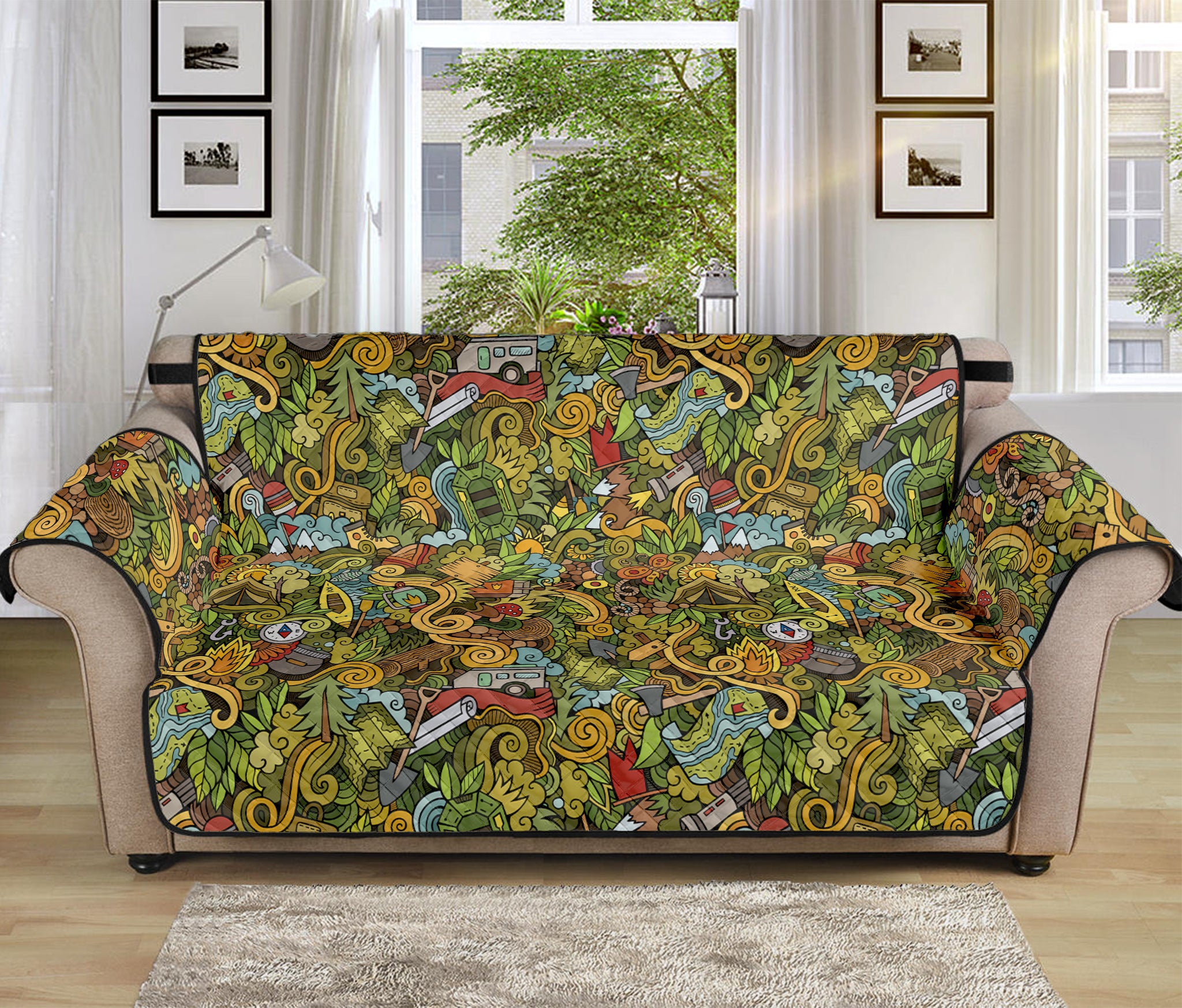 Outdoor Camping Pattern Print Sofa Protector