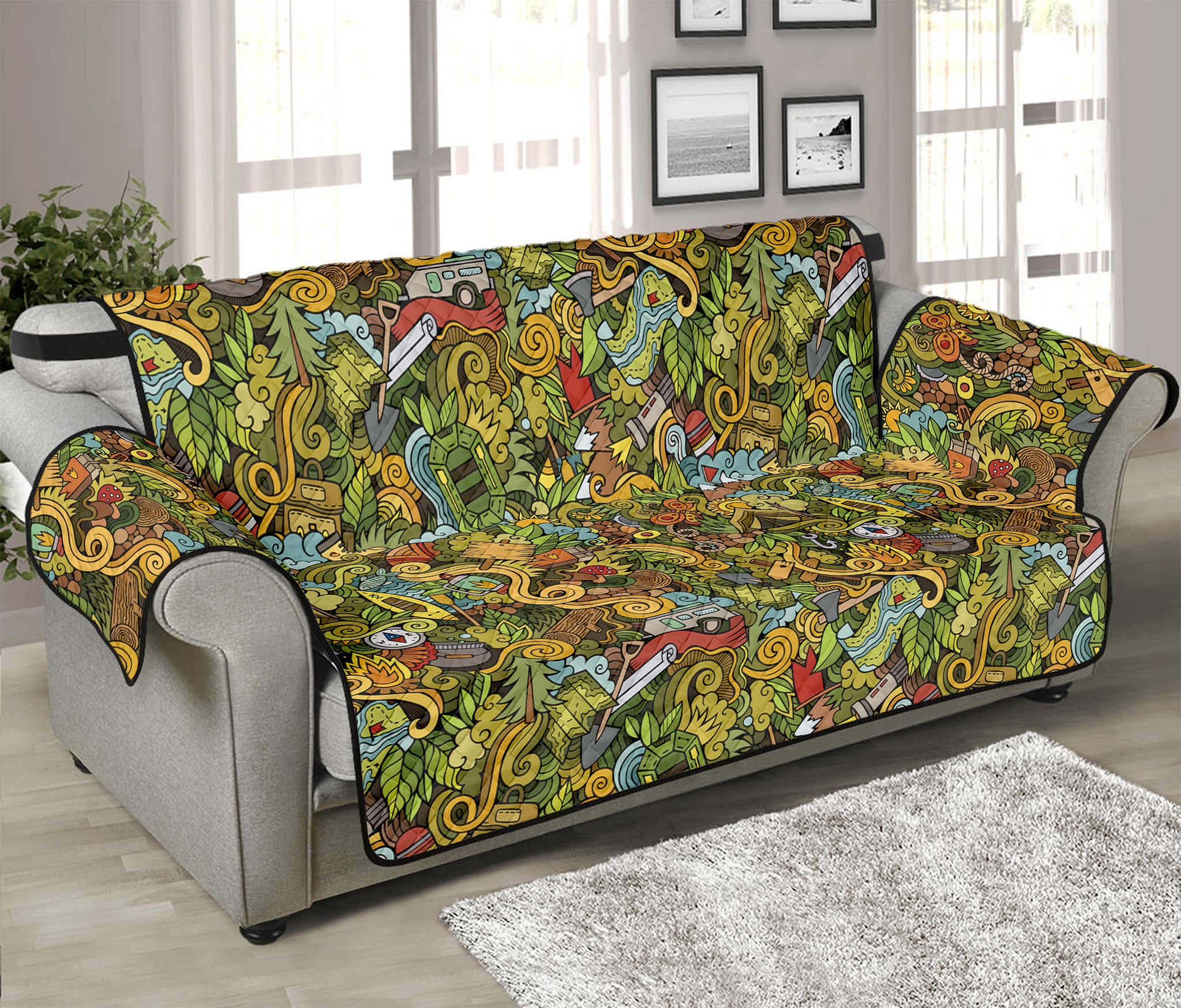 Outdoor Camping Pattern Print Sofa Protector