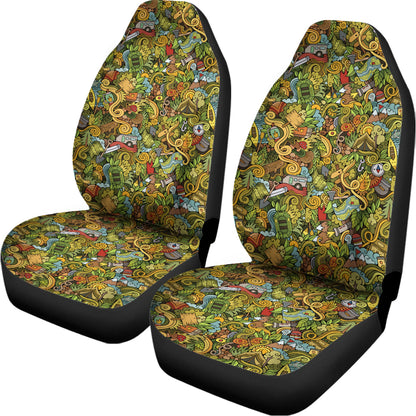 Outdoor Camping Pattern Print Universal Fit Car Seat Covers