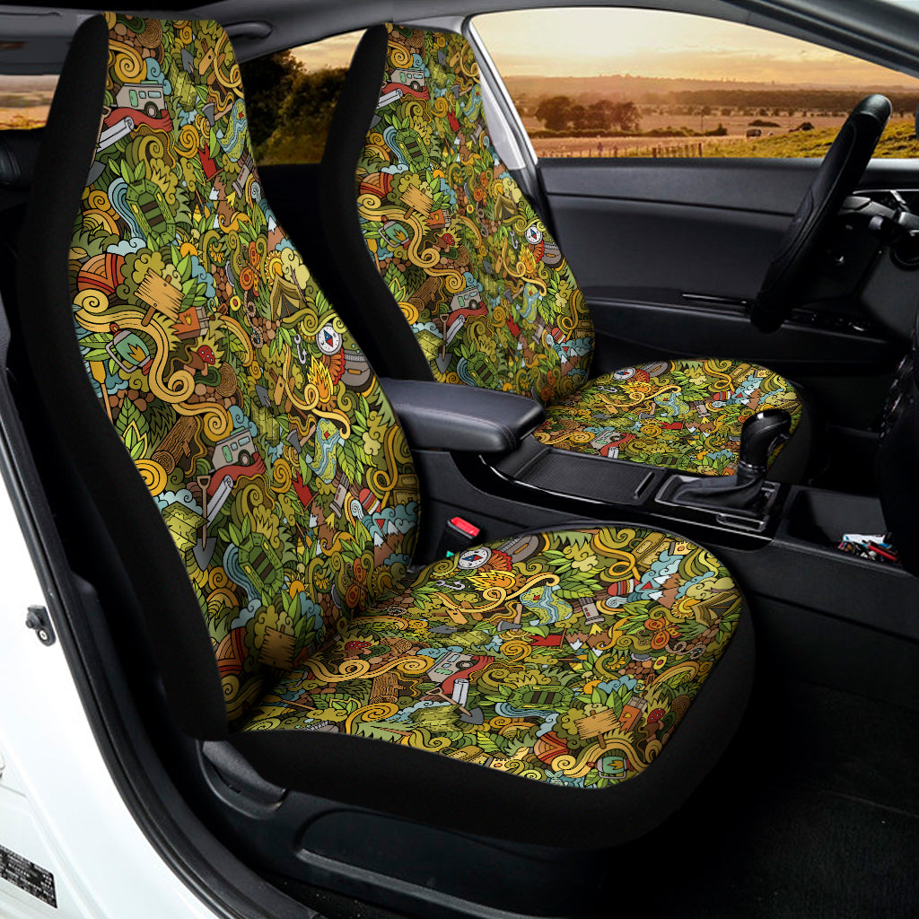 Outdoor Camping Pattern Print Universal Fit Car Seat Covers