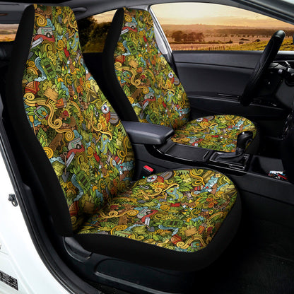 Outdoor Camping Pattern Print Universal Fit Car Seat Covers