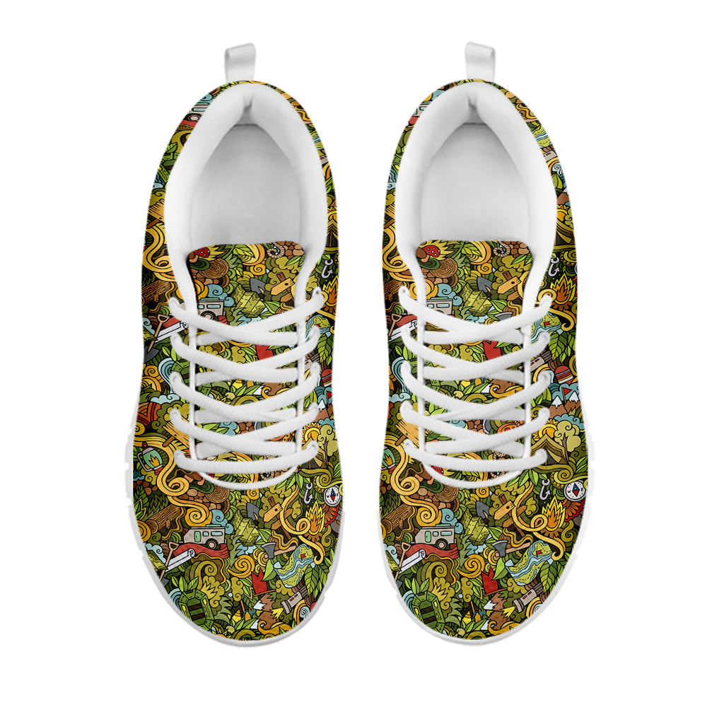 Outdoor Camping Pattern Print White Sneakers