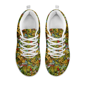 Outdoor Camping Pattern Print White Sneakers