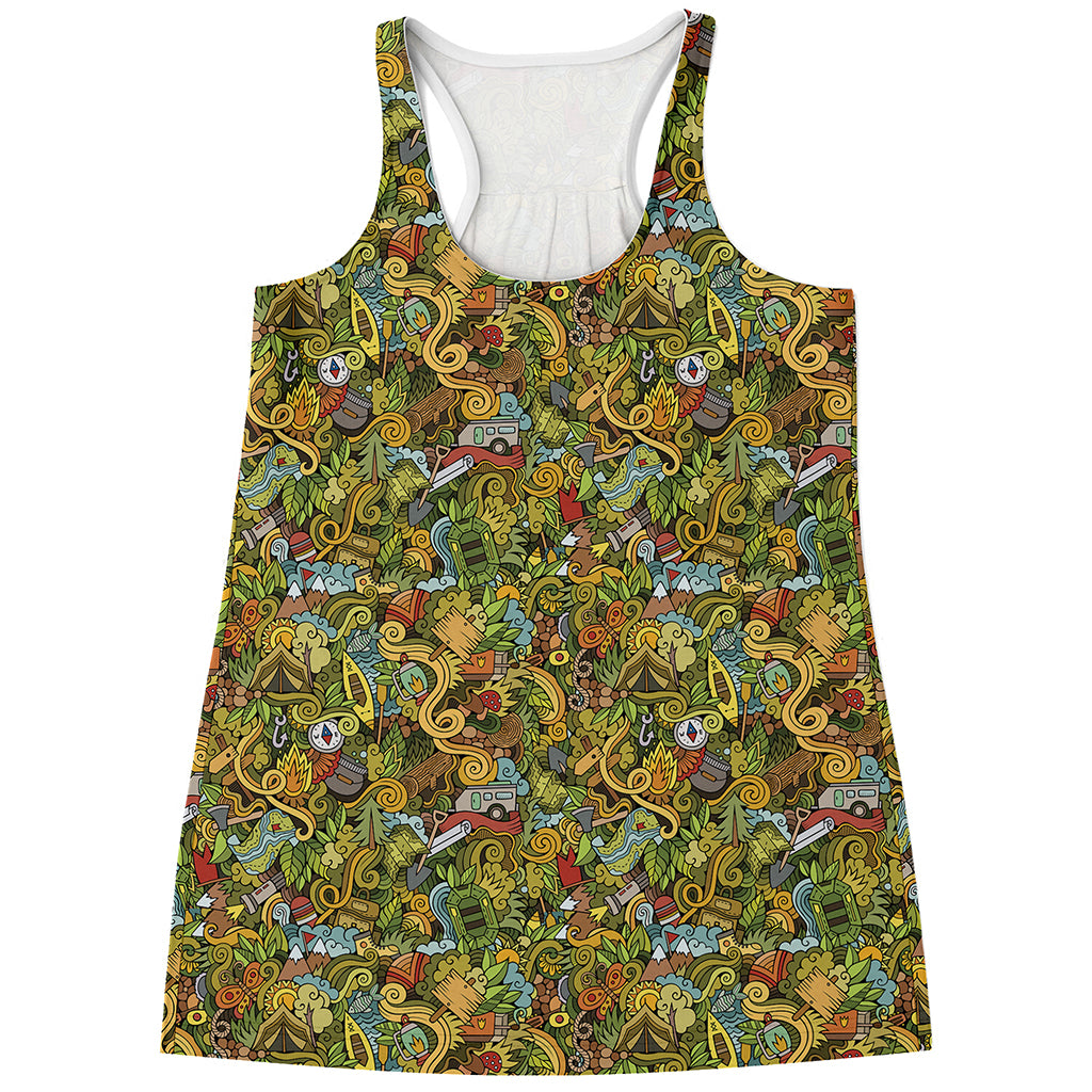 Outdoor Camping Pattern Print Women's Racerback Tank Top