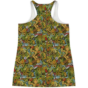 Outdoor Camping Pattern Print Women's Racerback Tank Top