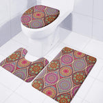 Oval Bohemian Mandala Patchwork Print 3 Piece Bath Mat Set